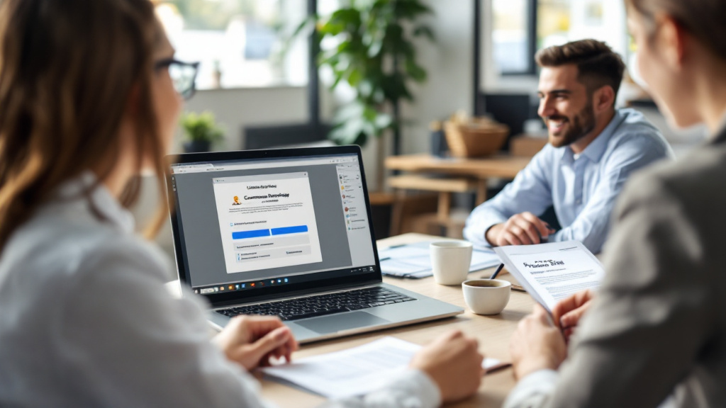 Team running customer interviews and reviewing a landing page prototype alongside a one-page MVP brief.