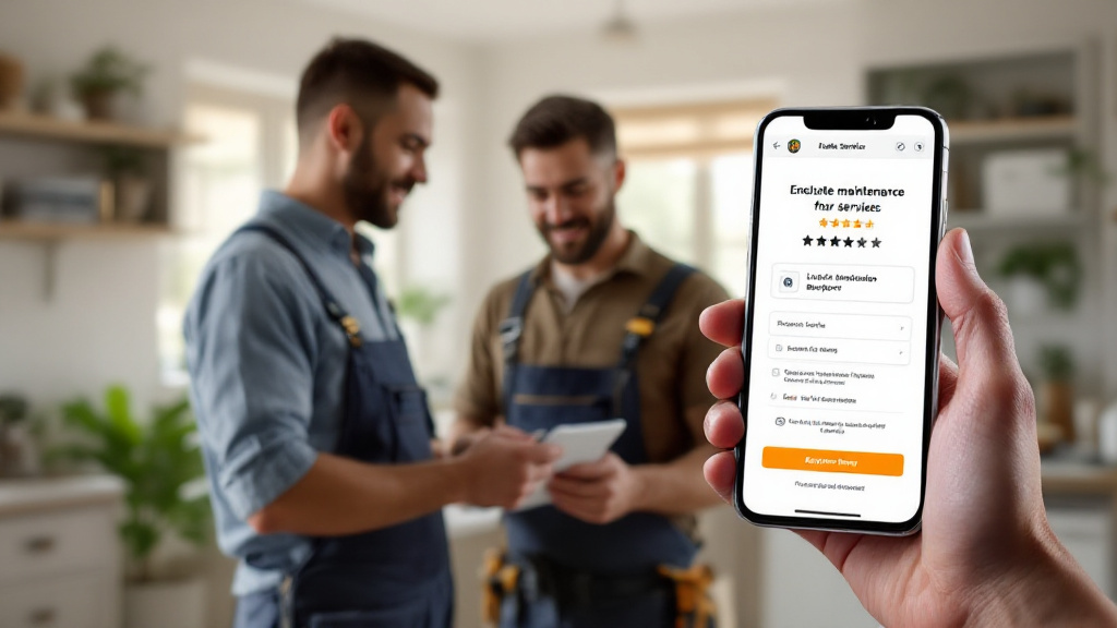 Homeowner reviewing completed repair work and a digital payment record with a local technician.